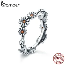 BAMOER offre spéciale 100% 925 en argent Sterling torsadé marguerite fleur femelle bagues pour les femmes de mariage bijoux en argent Anel SCR298(China)
