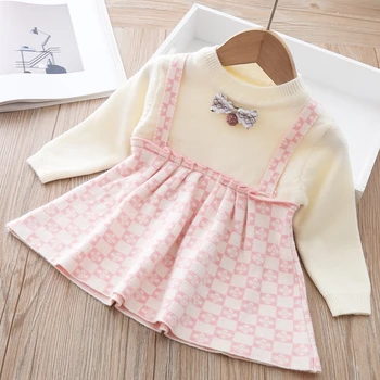 Autumn Kids Clothes Flower Knit Sweater Long Sleeve Dress Bow Tie Cute Baby Girls Princess Dress Christmas Costume
Autumn Kids Clothes Flower Knit Sweater Long Sleeve Dress Bow Tie Cute Baby Girls Princess Dress Christmas Costume