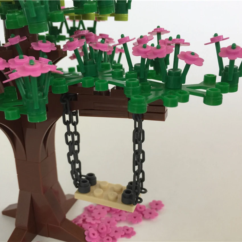Legoings Park Scene Sakura Tree Swing Figure Accessories Toy Wishing Tree Big Tree Plant Flower MOC Brick Children DIY Kit Gift (3)