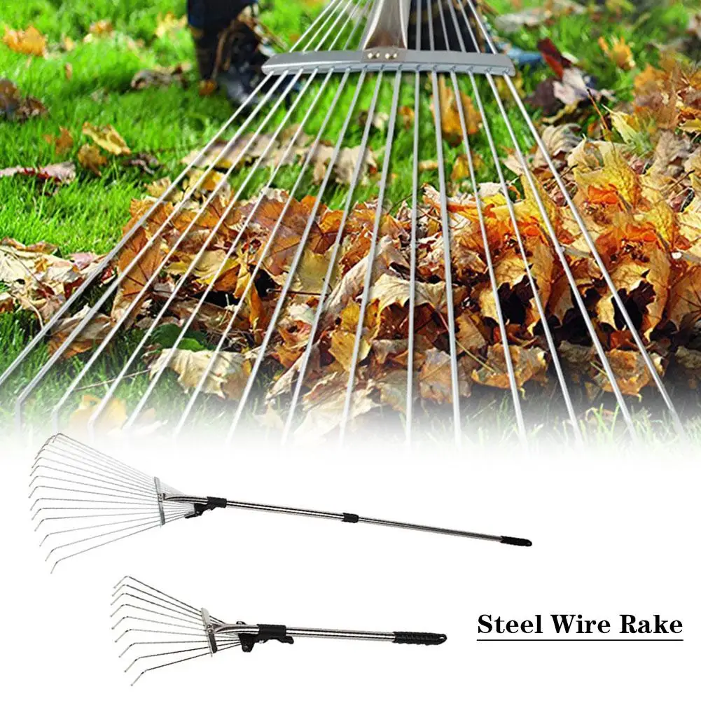Stainless Steel Telescopic Rake Adjustable Folding Leaves Rake for Quick Clean Up of Lawn and Yard Garden Cleaning Tools 30E
Stainless Steel Telescopic Rake Adjustable Folding Leaves Rake for Quick Clean Up of Lawn and Yard Garden Cleaning Tools 30E