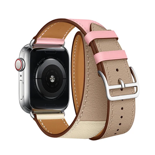 Bracelet Double Tour pour Apple Watch Series 5 4 3 2 1 bracelet pour iWatch ceinture haute qualité en cuir véritable boucle 38mm/40mm /42mm/44mm Bracelet Double Tour pour Apple Watch Series 5 4 3 2 1 bracelet pour iWatch ceinture haute qualité en cuir véritable boucle 38mm/40mm /42mm/44mm