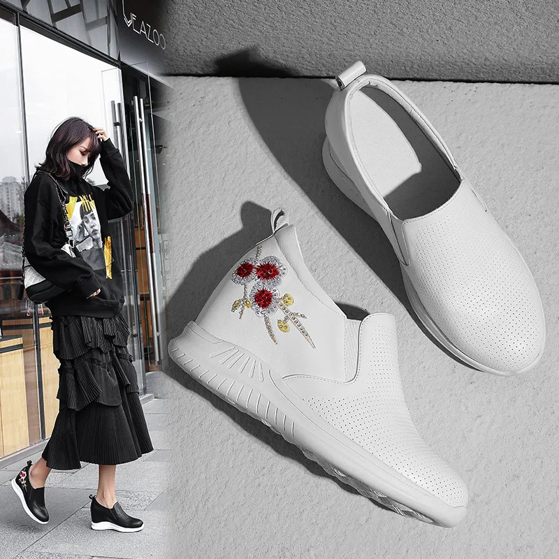 2019 Spring New Style Elevator Shoes Women's Thick Bottomed Platform Embroidered Versatile Casual Slanted Heel Genuine Leather H
2019 Spring New Style Elevator Shoes Women's Thick Bottomed Platform Embroidered Versatile Casual Slanted Heel Genuine Leather H