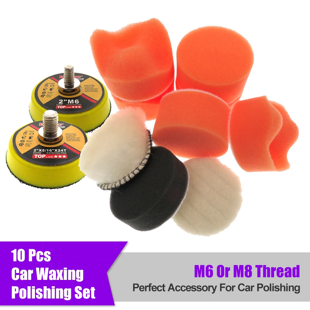 10Pcs/Set 2 Inch Car Buffing Polishing Pad Kit Clean Sponge Waxing Wheel Wool Ball Auto Sanding Pad M6/M8 Thread Car Repair Care
10Pcs/Set 2 Inch Car Buffing Polishing Pad Kit Clean Sponge Waxing Wheel Wool Ball Auto Sanding Pad M6/M8 Thread Car Repair Care