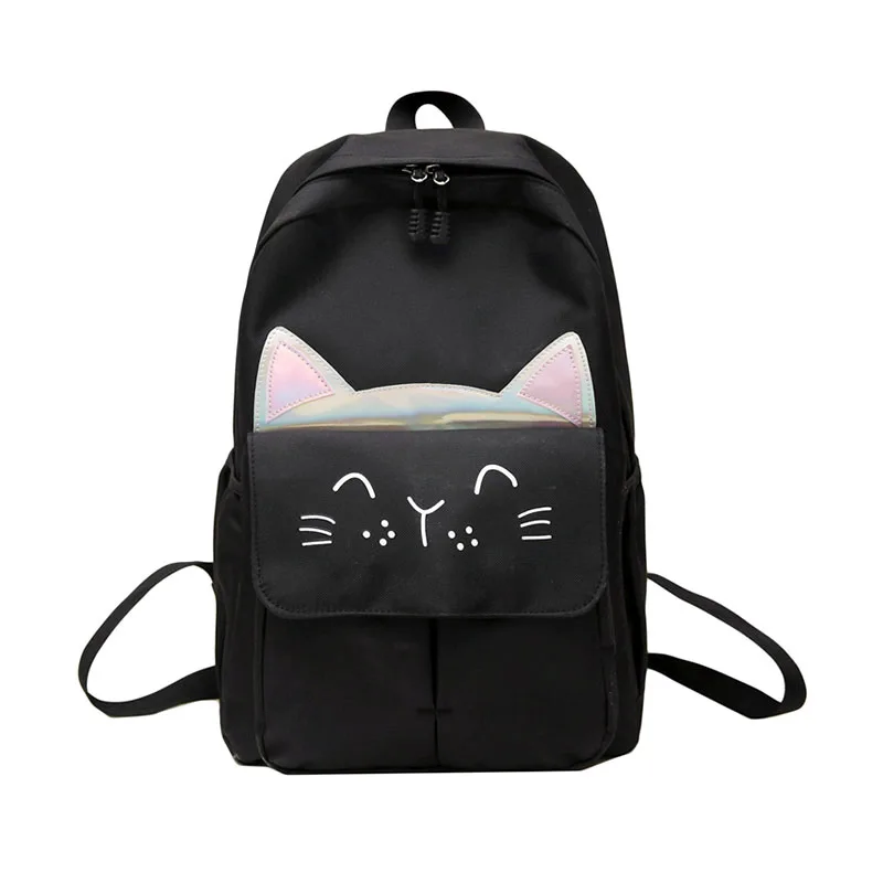 

Backpack Female School Bags for Girl Teenage Nylon Backpack Women Bagpack Cute Cat Ears Student Back Pack Teen Youth Backbag New