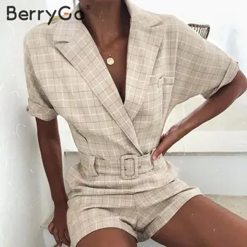 BerryGo Plaid sash belt jumpsuit romper women Office ladies short jumpsuit playsuit Casual streetwear v-neck female playsuit
BerryGo Plaid sash belt jumpsuit romper women Office ladies short jumpsuit playsuit Casual streetwear v-neck female playsuit