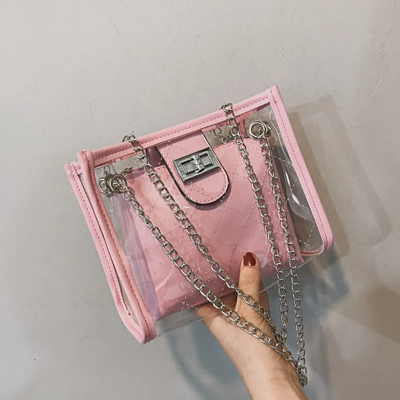 Summer Transparent Bag Women's 2020 New Style Korean-style Versatile Shoulder-Style Lock Chain Toth Different Size Bags
Summer Transparent Bag Women's 2020 New Style Korean-style Versatile Shoulder-Style Lock Chain Toth Different Size Bags