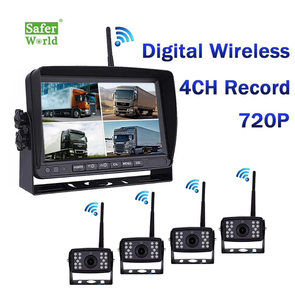 Wireless 7" Quad Split HD Monitor Rear/Side View Backup System 4 Camera For Truck Van Caravan
Wireless 7" Quad Split HD Monitor Rear/Side View Backup System 4 Camera For Truck Van Caravan