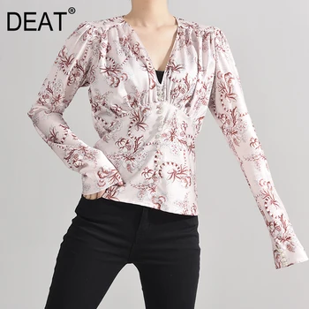 DEAT 2020 fashion women clothing V-neck full sleeves printed diamond emboridery slim elastic T-shirt female top WL59711L 
DEAT 2020 fashion women clothing V-neck full sleeves printed diamond emboridery slim elastic T-shirt female top WL59711L