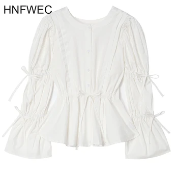 Spring Autumn 2020 Women Bandage Pleated Temperament Blouse New Round Neck Long Sleeve Loose Fit Shirt Fashion Tide V834
Spring Autumn 2020 Women Bandage Pleated Temperament Blouse New Round Neck Long Sleeve Loose Fit Shirt Fashion Tide V834