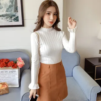 Women Slim High Collar Flare Sleeve Sweaters Solid Color Long Sleeve Casual Simple Wild Knit Sweater
Women Slim High Collar Flare Sleeve Sweaters Solid Color Long Sleeve Casual Simple Wild Knit Sweater