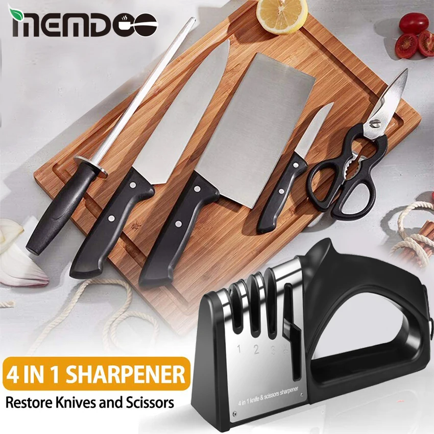 MEMDOO 4 IN 1 Knife Sharpener Professional 4-Stage Kitchen Knife and Scissor Sharpeners to Restore Knives or Shears Blades
MEMDOO 4 IN 1 Knife Sharpener Professional 4-Stage Kitchen Knife and Scissor Sharpeners to Restore Knives or Shears Blades
