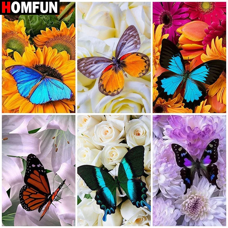 Алмазная живопись HOMFUN картина с квадратными/круглыми стразами рисунком цветок