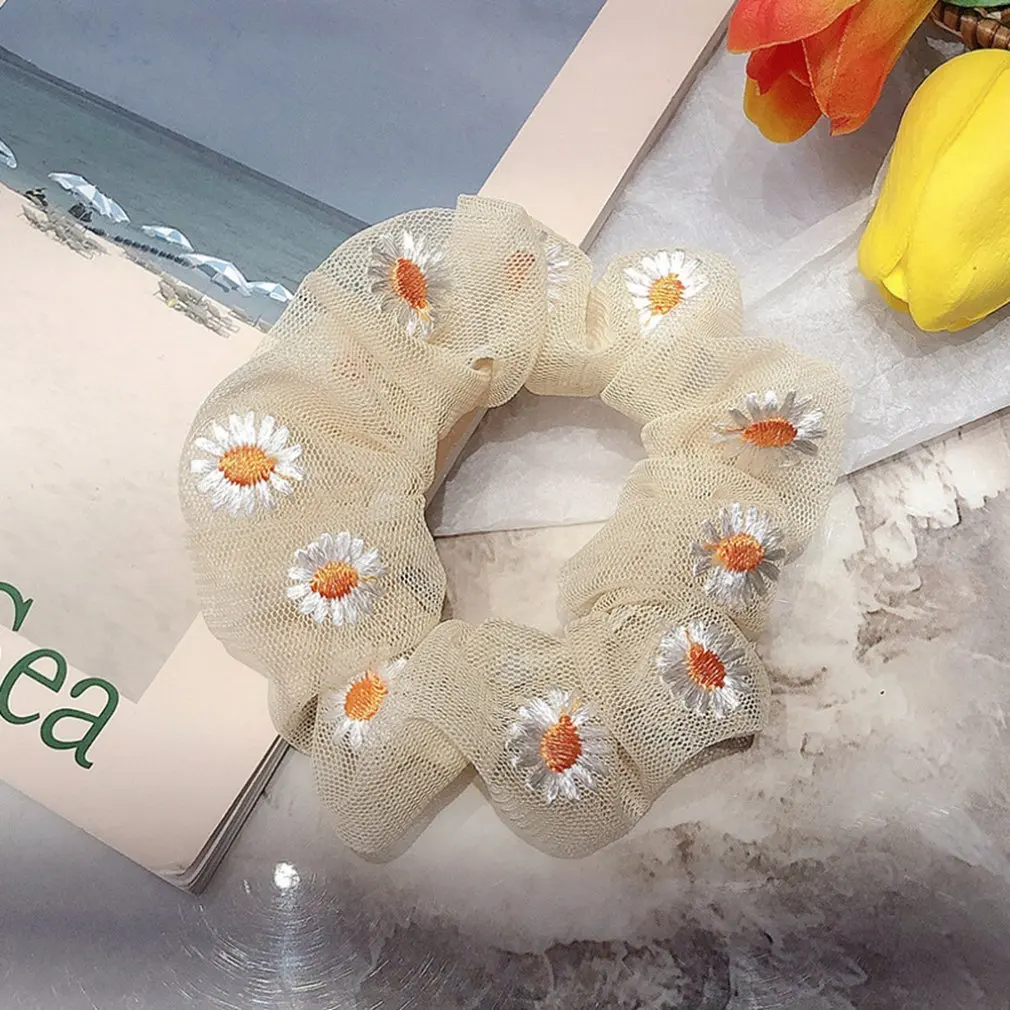 Net Yarn Small Daisy Girly Spring Ins Hair Rope Large Intestine Hair Ring Forest Rubber Band Female Tie Head