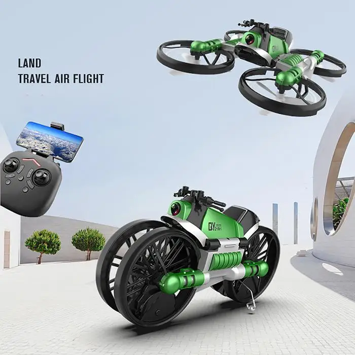 Unique 2-in-1 Folding RC Drone With Motorcycle Vehicle Multi-Functional Folding Aircraft 4 Axis Rc Drone Quadcopter Toy For Kids
Unique 2-in-1 Folding RC Drone With Motorcycle Vehicle Multi-Functional Folding Aircraft 4 Axis Rc Drone Quadcopter Toy For Kids