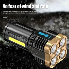 4 Core LED Flashlight USB Charging High Power Power Flashlight with Super Bright Side Light COB Camping Light Lantern
4 Core LED Flashlight USB Charging High Power Power Flashlight with Super Bright Side Light COB Camping Light Lantern