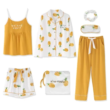 7PCS Home Pajamas Sets Women's Spring Autumn Cotton Long Sleeve Students Korean-style Loose Summer Home Wear Pyjamas Sleepwear
7PCS Home Pajamas Sets Women's Spring Autumn Cotton Long Sleeve Students Korean-style Loose Summer Home Wear Pyjamas Sleepwear