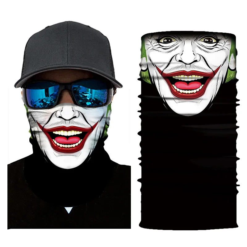 3D digital cross border printing polyester scarf clown cycling sunblock versatile seamless headband mask neck gaiter mask mens scarf for summer