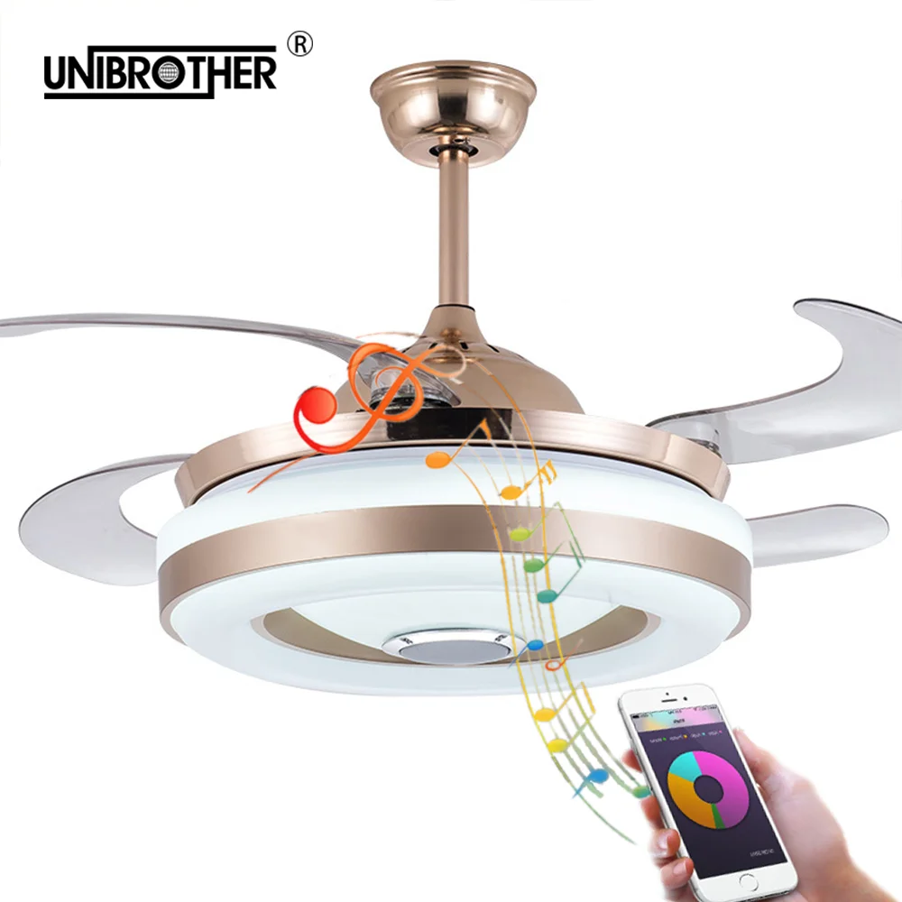 Bluetooth music app LED ceiling Fans thin dimming remote control lamp Invisible Leaves timing 72w Modern simple home decoration
Bluetooth music app LED ceiling Fans thin dimming remote control lamp Invisible Leaves timing 72w Modern simple home decoration
