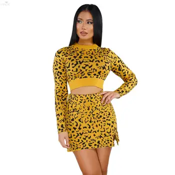 New Spring Women Set Full Sleeve Crop Sweater Mini Skirt Leopard Print Sexy Knitted Two Piece Skirt Set Tracksuit Women Outfits
New Spring Women Set Full Sleeve Crop Sweater Mini Skirt Leopard Print Sexy Knitted Two Piece Skirt Set Tracksuit Women Outfits