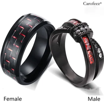 Carofeez Charm Couple Ring Red/White Zircon Bow Women Ring Weaving Stainless Steel Men Black Ring Jewelry Engagement Lover Gift
Carofeez Charm Couple Ring Red/White Zircon Bow Women Ring Weaving Stainless Steel Men Black Ring Jewelry Engagement Lover Gift