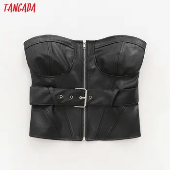 Tangada Women faux leather beige black Tops with belt Sexy Tanks Zipper Strappy Backless Short Tops 2020 Camis 1D05
Tangada Women faux leather beige black Tops with belt Sexy Tanks Zipper Strappy Backless Short Tops 2020 Camis 1D05