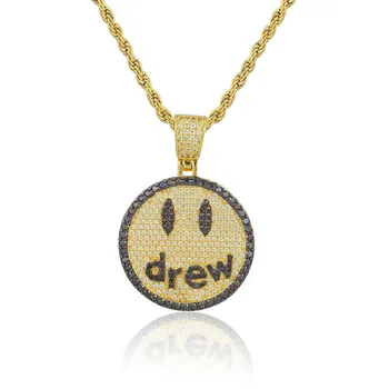 Hip Hop Full CZ Drew Smiling Face Pendant Necklace Iced Out Zirconia Gold Silver Color Necklace For Men Women Rock Jewelry 
Hip Hop Full CZ Drew Smiling Face Pendant Necklace Iced Out Zirconia Gold Silver Color Necklace For Men Women Rock Jewelry