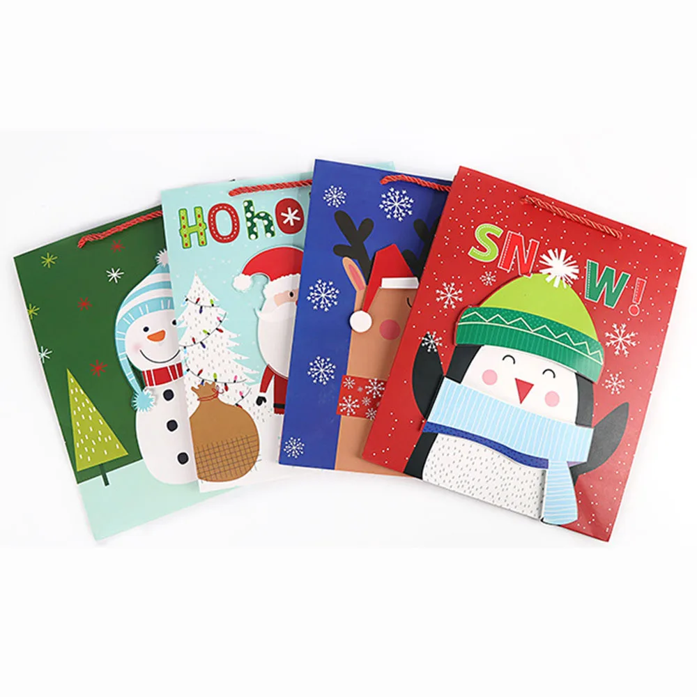 12pcs merry christmas gift bag paper with handle