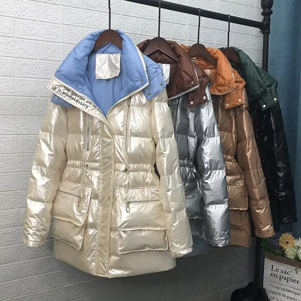Down Jacket Winter Silver Women's Long Loose Waist Casual Style Down Jacket
Down Jacket Winter Silver Women's Long Loose Waist Casual Style Down Jacket