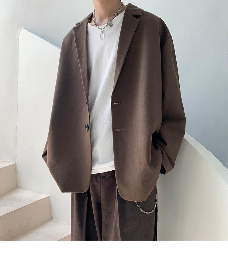 Fashion Dad Suit Jacket Men Oversized Casual Blazer Coat 2021 New Spring Summer Korean Style Vintage Clothing Thin Black Brown Fashion Dad Suit Jacket Men Oversized Casual Blazer Coat 2021 New Spring Summer Korean Style Vintage Clothing Thin Black Brown