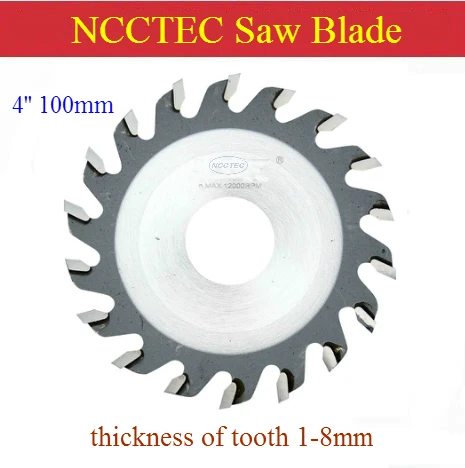 

4'' 100mm wood aluminum carbide thick slotted scoring blade | thickness 1-8mm | gangsaw to open a channel Alternate top bevel