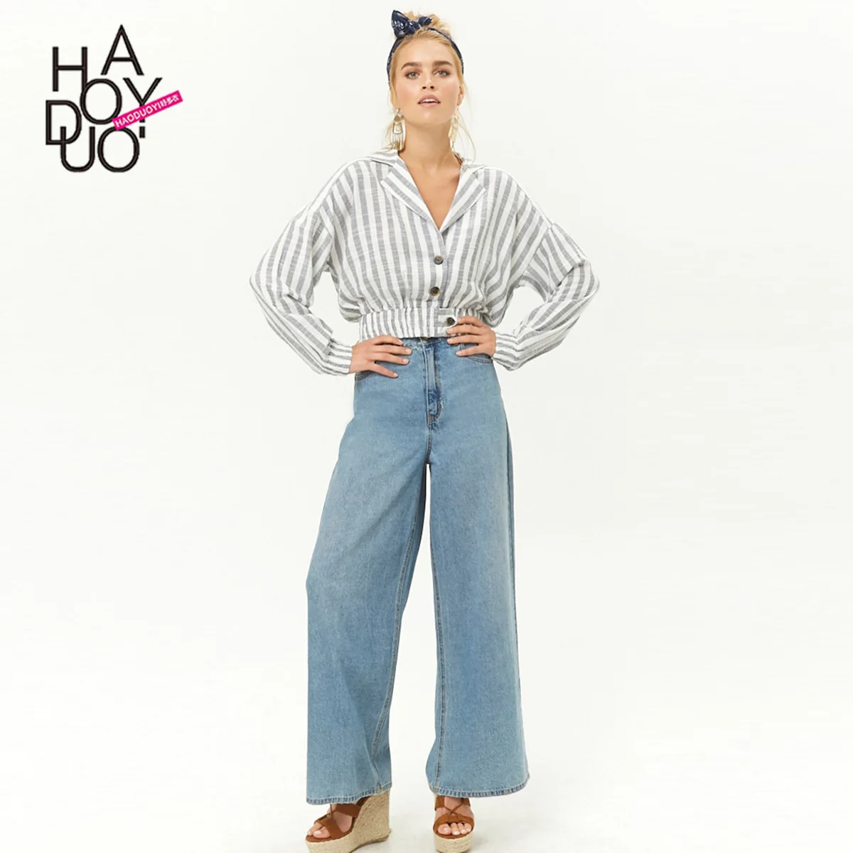 2019 Autumn New Style Europe And America Cotton Stripes Printed Button Short under Elastic Hem Jacket Women's Hot Selling
2019 Autumn New Style Europe And America Cotton Stripes Printed Button Short under Elastic Hem Jacket Women's Hot Selling