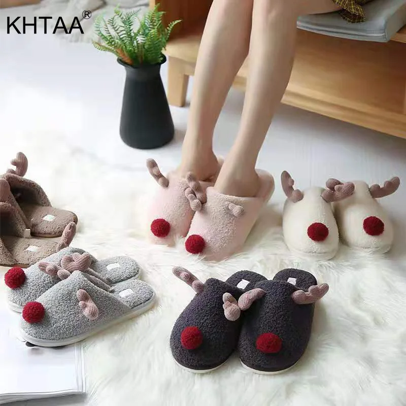 KHTAA 2020 Winter Women's Slippers Warm Plush Cute Elk Reindeer Christmas Slip On Flat Female Soft House Shoes Ladies Comfort
KHTAA 2020 Winter Women's Slippers Warm Plush Cute Elk Reindeer Christmas Slip On Flat Female Soft House Shoes Ladies Comfort
