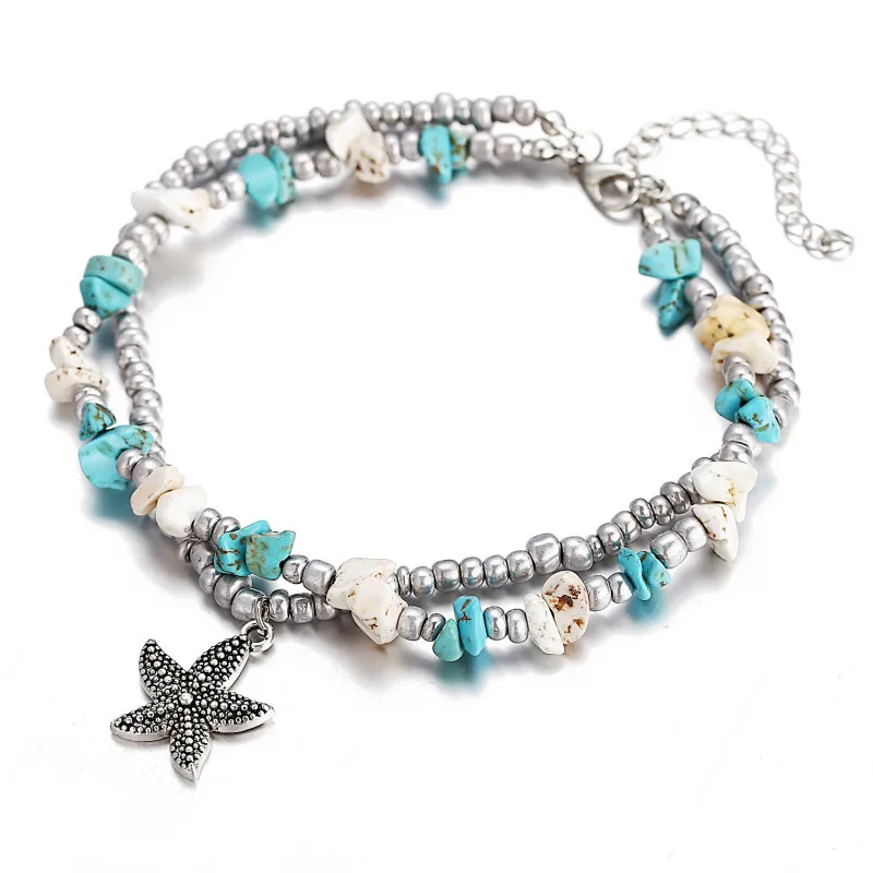 CHUHAN Bohemian Crystal Stone Anklets Double Beach Foot Chain Conch Starfish Alloy Turtle Pendant Leg Bracelet Women Jewelry
CHUHAN Bohemian Crystal Stone Anklets Double Beach Foot Chain Conch Starfish Alloy Turtle Pendant Leg Bracelet Women Jewelry