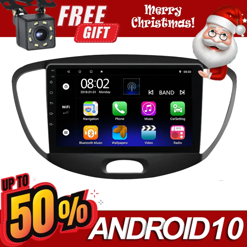 2 Din Автомобильный Радио Навигация GPS Bt плеер 9 дюймов экран для Hyundai Grand I10 2007 2013 Android