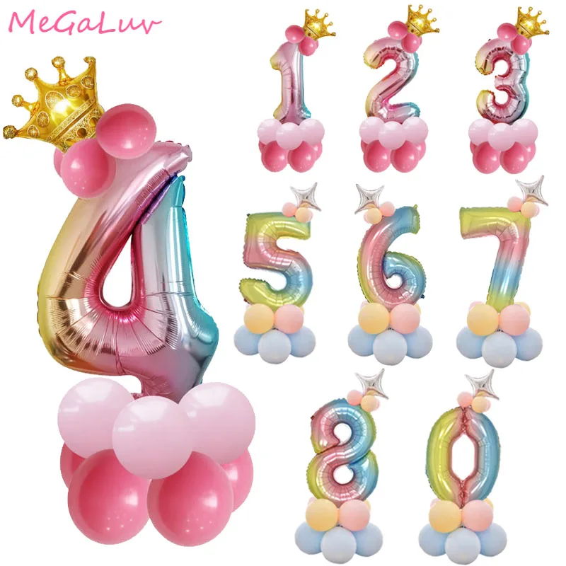 Large 32inch Gradient Number Foil Balloons Boys Girls Crown Happy Birthday Digit Balloon Baby Shower Decor Supplies Latex Ball
Large 32inch Gradient Number Foil Balloons Boys Girls Crown Happy Birthday Digit Balloon Baby Shower Decor Supplies Latex Ball