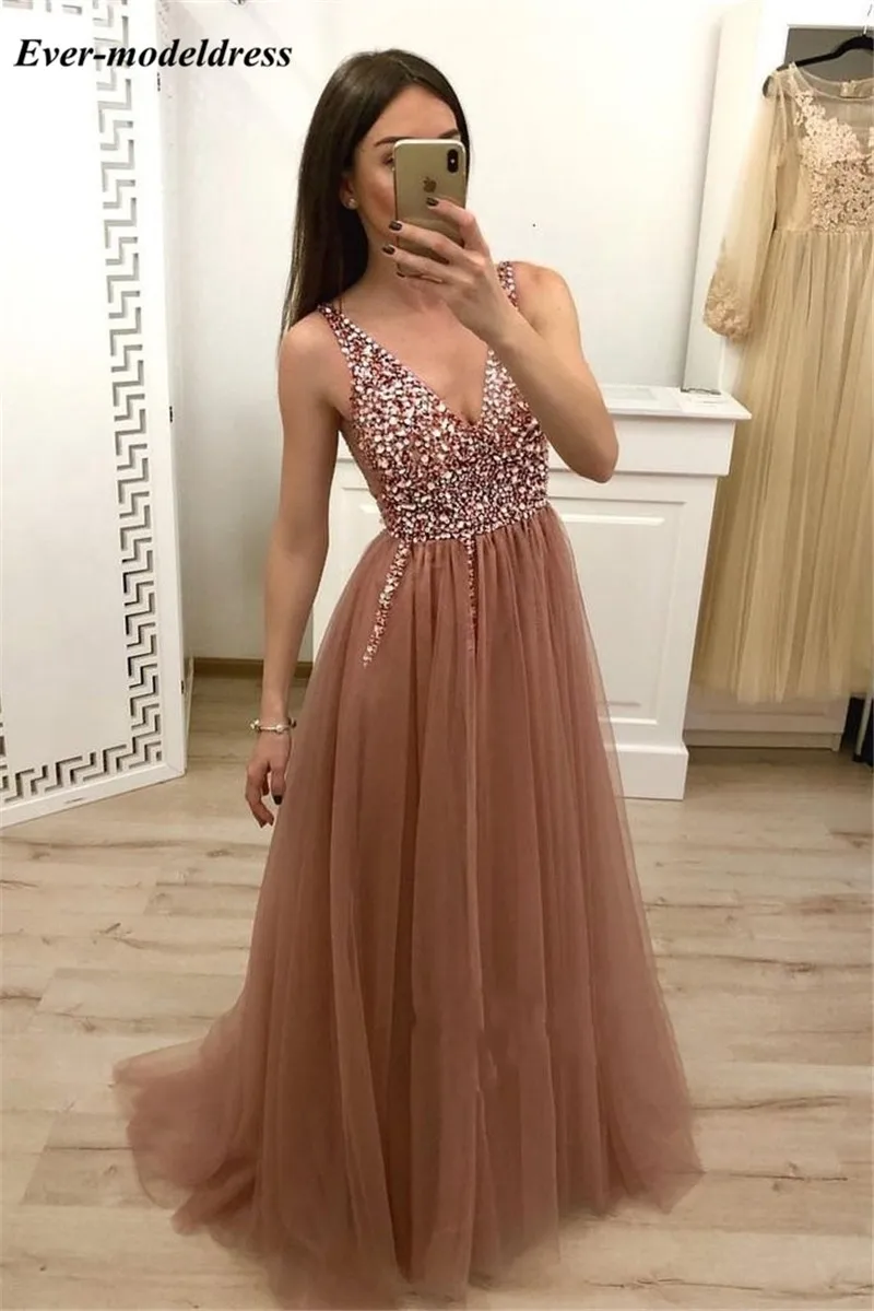 Sparkly Pink Beaded Prom Dresses 2019 Deep V-Neck Sequins Rhinestones Corset Back Formal Graduation Party Gowns vestido de gala
Sparkly Pink Beaded Prom Dresses 2019 Deep V-Neck Sequins Rhinestones Corset Back Formal Graduation Party Gowns vestido de gala