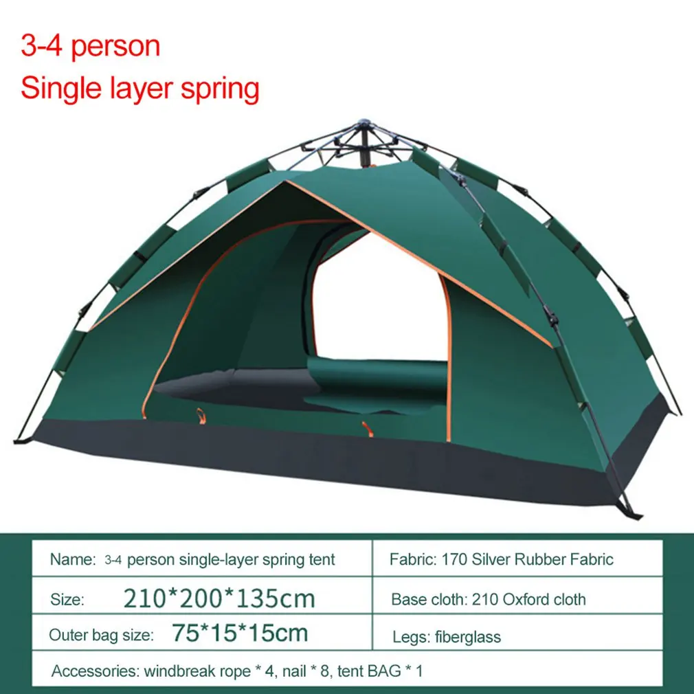Spring Automatic Tent Camping Waterproof Single Layer Tents Beach Camping Showers Speed Open Instant Popup Tent
Spring Automatic Tent Camping Waterproof Single Layer Tents Beach Camping Showers Speed Open Instant Popup Tent