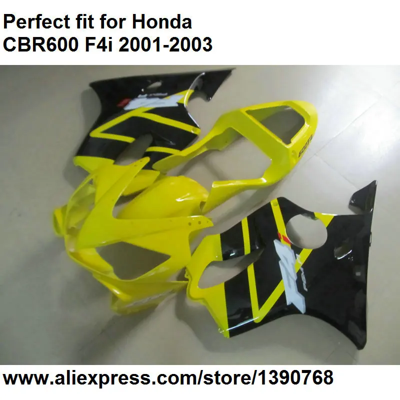 Обтекатели из АБС пластика для Honda CBR 600 F4i 2001 2002 2003 желто черный Обтекатель kit CBR600F4i