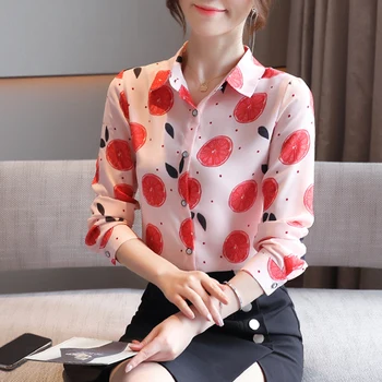 COIGARSAM Fashion Full Sleeve blouse women New Spring Print Chiffon Loose blusas womens tops and blouses Orange 0201 
COIGARSAM Fashion Full Sleeve blouse women New Spring Print Chiffon Loose blusas womens tops and blouses Orange 0201