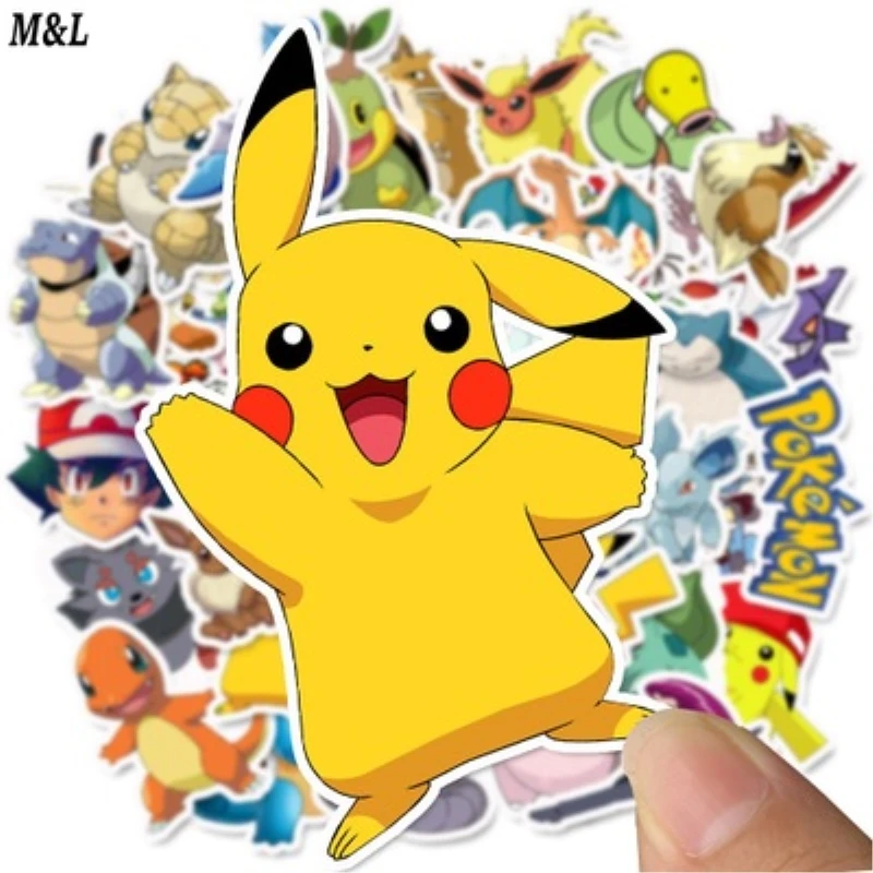 50Pcs Hydro Stickers Gift for Kids Children Teens|Pikachu Cartoon Cool Stickers| Comic Stickers Gift Cute Cartoon Stickers Pack |Waterproof Stickers for Water Bottles,Laptop,Phone,Skateboard,Bicycle