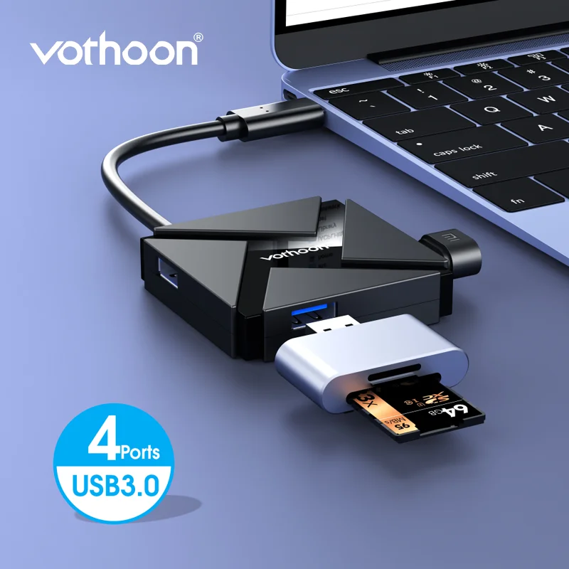 Vothoon USB Hub 4 Port USB 3.0 Hub High Speed USB Splitter For Hard Drives USB Flash Drive Mouse Keyboard Extend Adapter
Vothoon USB Hub 4 Port USB 3.0 Hub High Speed USB Splitter For Hard Drives USB Flash Drive Mouse Keyboard Extend Adapter