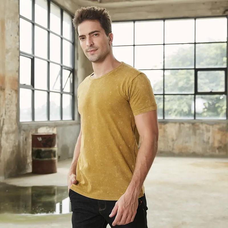 FRIENDE Summer new pure cotton pure color men's T shirt rinsing vintage short sleeves fashion youth easy matching top C0502 
FRIENDE Summer new pure cotton pure color men's T shirt rinsing vintage short sleeves fashion youth easy matching top C0502