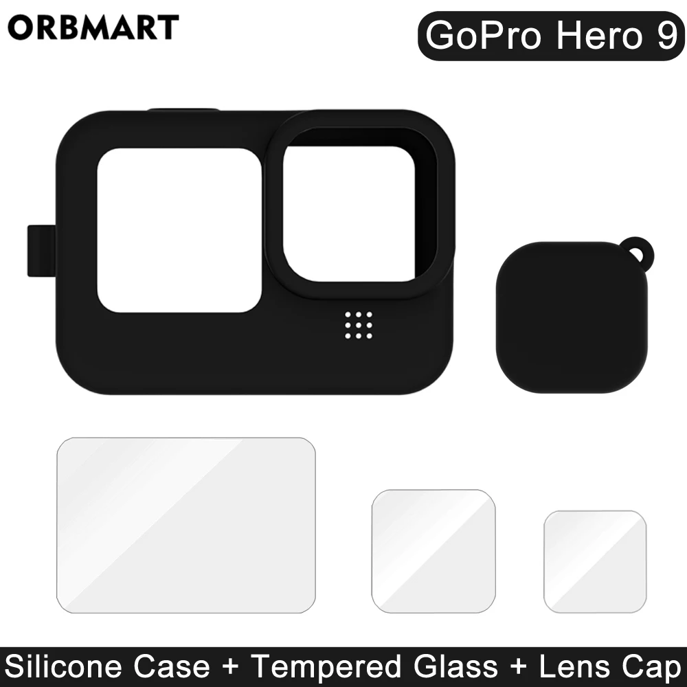 Silicone Case for GoPro Hero 9 Black Tempered Glass Screen Protector Protective Film Lens Cap Cover for Go Pro 9 Accessories
Silicone Case for GoPro Hero 9 Black Tempered Glass Screen Protector Protective Film Lens Cap Cover for Go Pro 9 Accessories