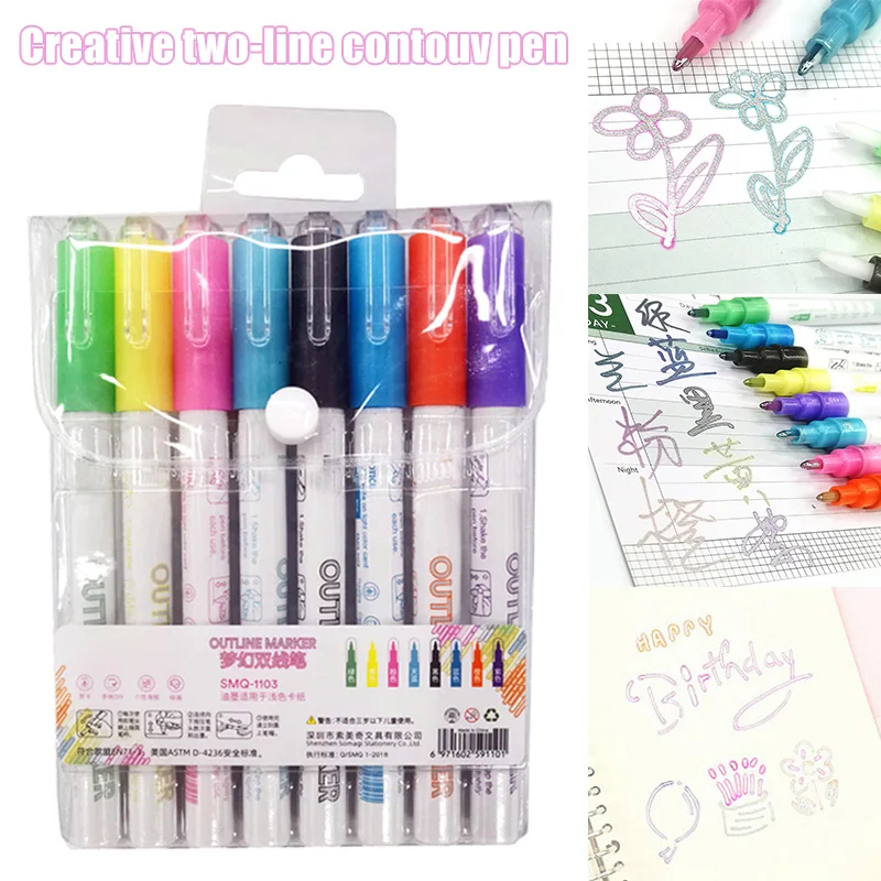 8 Color Double Line Outline Pen Double Colors Marker Pen for Card Writing Drawing PUO88
8 Color Double Line Outline Pen Double Colors Marker Pen for Card Writing Drawing PUO88