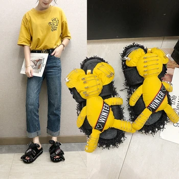 Sandals female 2020 summer new style doll bear open toe word muffin thick bottom wear slippers sandals Z706
Sandals female 2020 summer new style doll bear open toe word muffin thick bottom wear slippers sandals Z706
