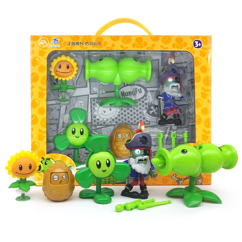 

Large Genuine Plants vs. Zombies Toys 2 Boys Full Set Hard Rubber Toys Anime Game Doll Pea Shooter Sun Flower Pirate Zombie Gift