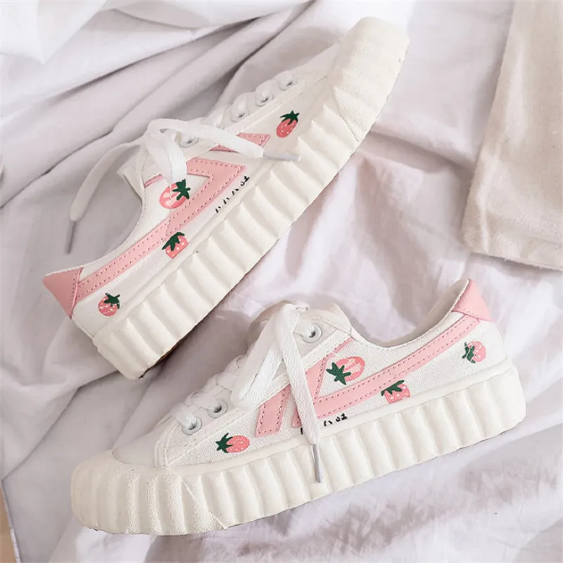 Women Flatts Strawberry Printed Sweet Girls Shoes Causal Lace Up White Shoes Canvas 35-40 Plus Size
Women Flatts Strawberry Printed Sweet Girls Shoes Causal Lace Up White Shoes Canvas 35-40 Plus Size