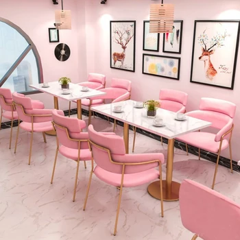 Nordic family coffee shop table and chairs ins net red shop marble dining table creative golden iron leisure dining chair
Nordic family coffee shop table and chairs ins net red shop marble dining table creative golden iron leisure dining chair