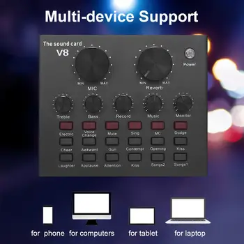 2020 New V8 KTV Stage Live Sound Card Broadcast Mixing Effect Singing Mobile Phone Computer PC External USB Dual Channel
2020 New V8 KTV Stage Live Sound Card Broadcast Mixing Effect Singing Mobile Phone Computer PC External USB Dual Channel