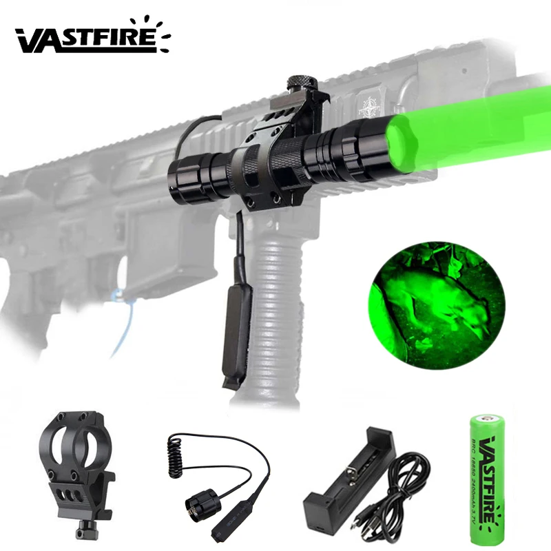 Green Light Tactical Zoomable LED Flashlight Spot Flood Light Torch Hunting Lamp with Pressure Switch+ Battery Charger+ Mount
Green Light Tactical Zoomable LED Flashlight Spot Flood Light Torch Hunting Lamp with Pressure Switch+ Battery Charger+ Mount